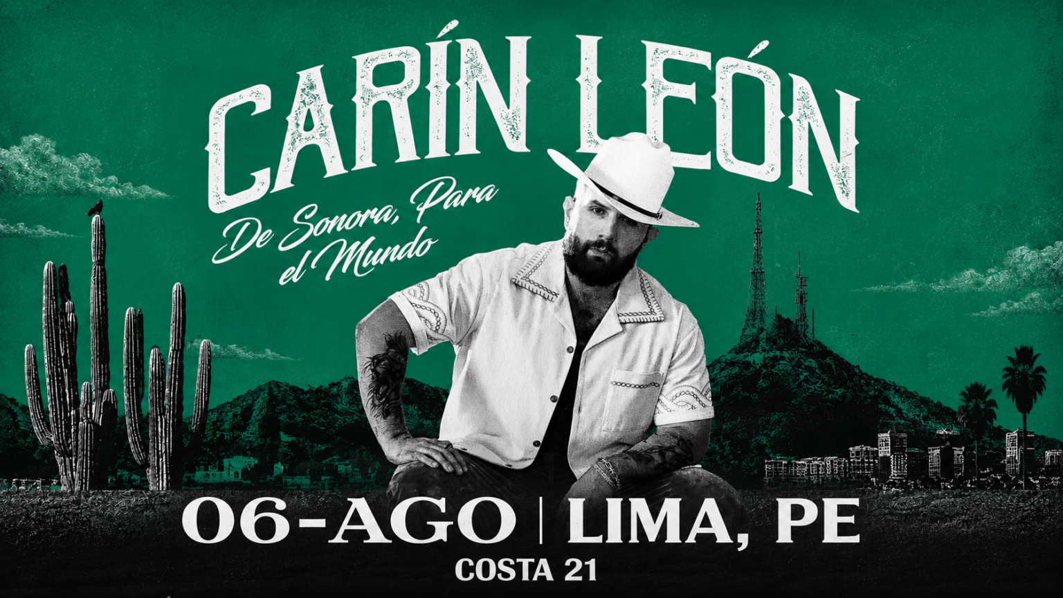 Entradas para Carín León en Lima 2026 disponibles en Palcos Crema